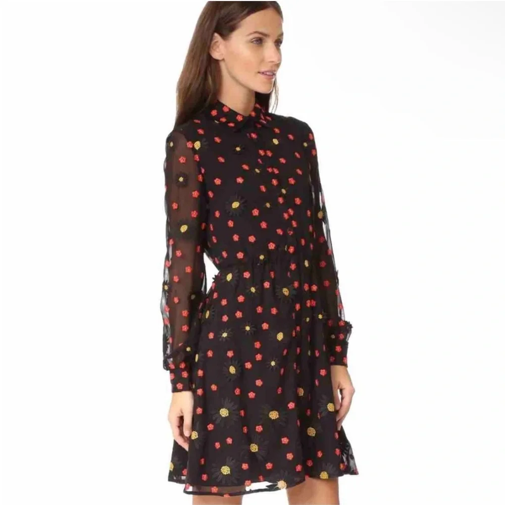 Alice + Olivia Dress Enid Floral Embroidered Appliqué - Picture 2 of 14